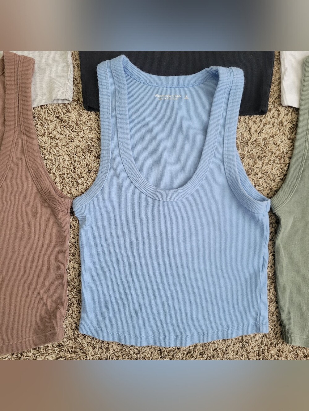 Abercrombie & Fitch Tank Top Rib Scoop Neck Black White Gray Blue Green Small - Picture 3 of 8